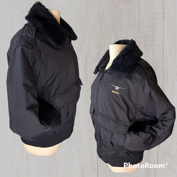 Vintage Men’s Timberking Large Navy Flight Jacket w/Removable Fuzzy Collar & Pad - Picture 2 of 5